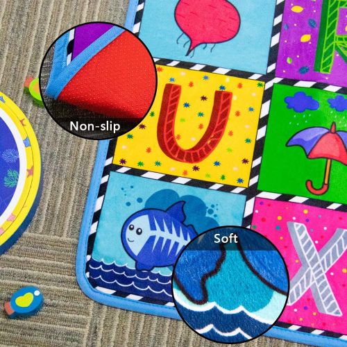  [아마존베스트]teytoy Baby Play Mat, Baby Crawling Mat Super Soft Carpet Plush Surface Non-Slip Design, Baby Floor Playmat for Kids Area Rugs Learning Alphabet, Great Gift for Girls & Boys (59 x