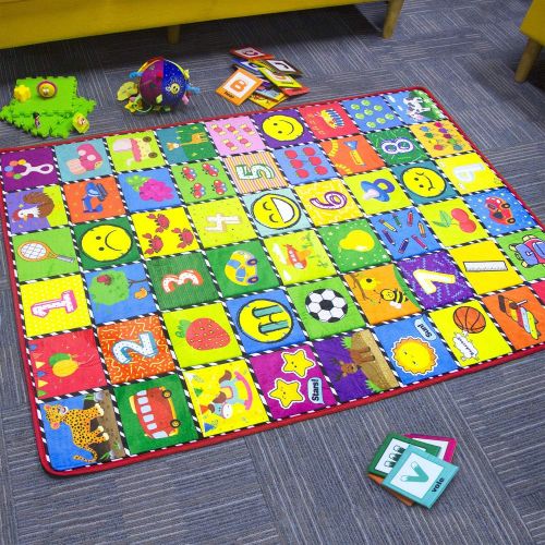  [아마존베스트]teytoy Baby Rug for Crawling - How Many are There? Kids Area Rugs Educational Play Mat for Room Decor, Count Game, Learn Animals, Expressions, Family Beach Carpet Outdoor Indoor Gi