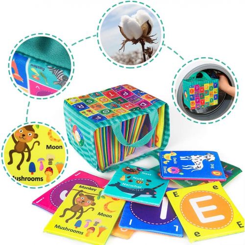  [아마존베스트]teytoy Baby Soft Alphabet Cards Toys, 26Pcs ABC Alphabet Flash Cards Early Learning Toy with Storage Bag, Washable Soft Letter Toy for Toddlers Kids Boys Girls Over 0 Years