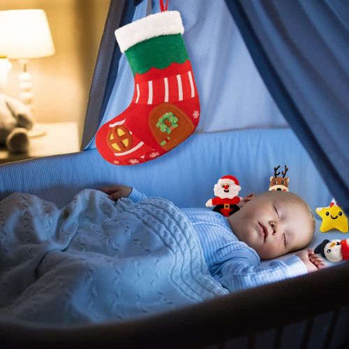  teytoy Christmas Baby Toys Stuffed Animal Plush Toy, Cute Baby Christmas Stocking with Santa Claus Snowman Christmas Gift & Decoration for Babies, Kids, Toddlers, Holiday Xmas Part