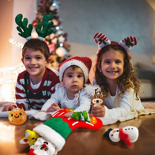  teytoy Christmas Baby Toys Stuffed Animal Plush Toy, Cute Baby Christmas Stocking with Santa Claus Snowman Christmas Gift & Decoration for Babies, Kids, Toddlers, Holiday Xmas Part