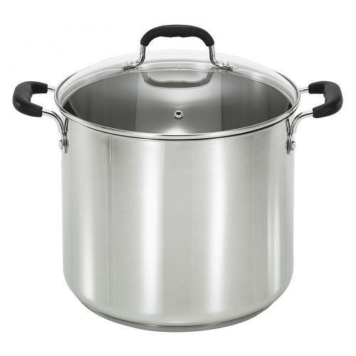 테팔 T-fal T-Fal Specialty Stainless Steel 12-Quart Stock Pot with Glass Lid, Silver