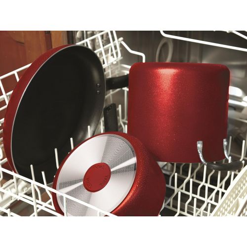 테팔 [아마존 핫딜] [아마존핫딜]T-fal B209SI Initiatives Nonstick Inside and Out Dishwasher Safe Oven Safe Cookware Set, 18-Piece, Red