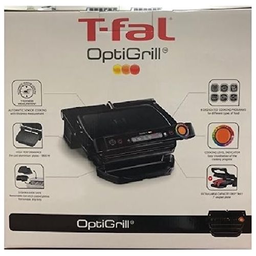 테팔 [아마존베스트]T-fal GC702853 OptiGrill Indoor Electric Grill with Removable and Dishwasher Safe Plates, 1800W, Black