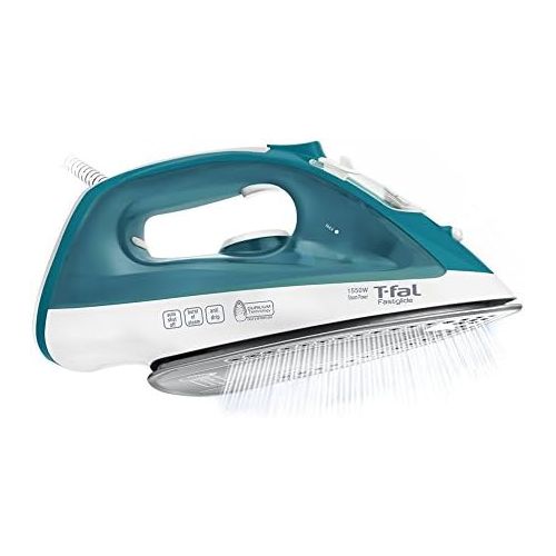 테팔 [아마존베스트]T-fal FV1565U0 Fastglide Non-Stick and Scratch Resistant Durilium Ceramic Soleplate Steam Iron with Anti-Drip and Auto-off System, 1550-Watt, Turquoise