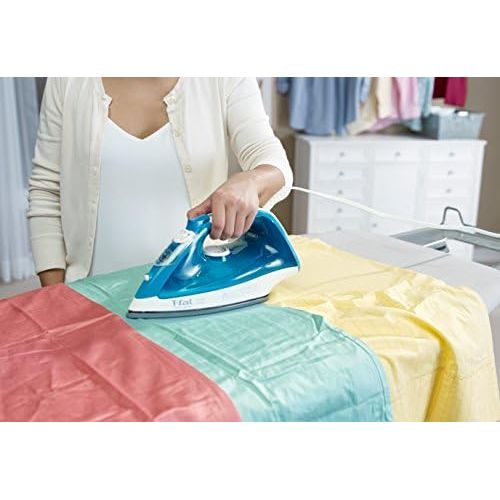 테팔 [아마존베스트]T-fal FV1565U0 Fastglide Non-Stick and Scratch Resistant Durilium Ceramic Soleplate Steam Iron with Anti-Drip and Auto-off System, 1550-Watt, Turquoise