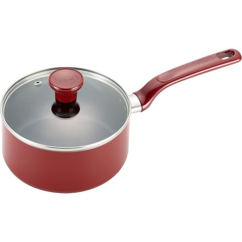 테팔 [아마존베스트]T-fal C51424 Excite Nonstick Thermo-Spot Dishwasher Safe Oven Safe PFOA Free Covered Sauce Pan Cookware, 3-Quart, Red