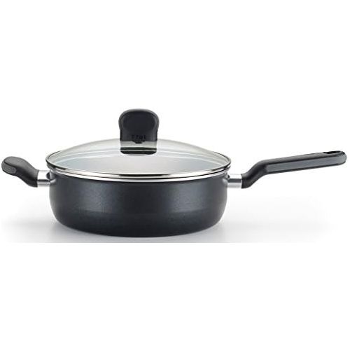 테팔 [아마존베스트]T-fal A68833 Soft Sides Nonstick Thermo-Spot Dishwasher Safe Oven Safe Saute Pan/Jumbo Cooker Cookware, 4.2-Quart, Black