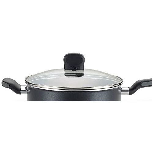 테팔 [아마존베스트]T-fal A68833 Soft Sides Nonstick Thermo-Spot Dishwasher Safe Oven Safe Saute Pan/Jumbo Cooker Cookware, 4.2-Quart, Black