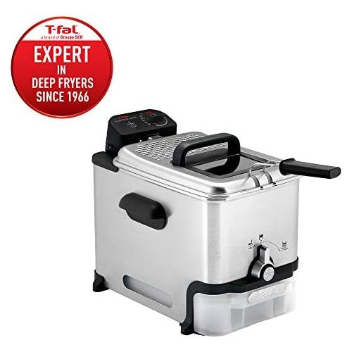 테팔 [아마존베스트]T-fal Deep Fryer with Basket, Stainless Steel, Easy to Clean Deep Fryer, Oil Filtration, 2.6-Pound, Silver, Model FR8000