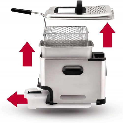 테팔 [아마존베스트]T-fal Deep Fryer with Basket, Stainless Steel, Easy to Clean Deep Fryer, Oil Filtration, 2.6-Pound, Silver, Model FR8000