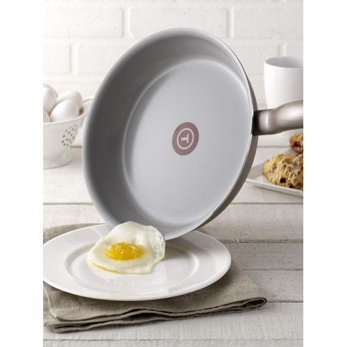 테팔 [아마존베스트]T-fal G919SE64 Initiatives Ceramic Nonstick Dishwasher Safe Toxic Free 14-Piece Cookware Set, Gold - 2100092706