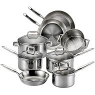[아마존베스트]T-fal Stainless Steel Cookware, Multi-Clad, Dishwasher Safe and Oven Safe Cookware Set, Tri-Ply Bonded, 12-Piece, Silver, Model E469SC