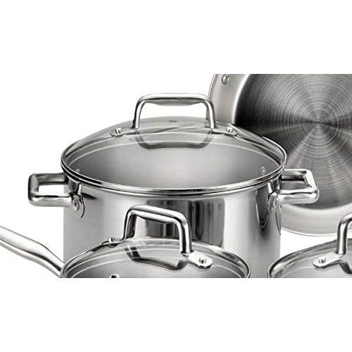 테팔 [아마존베스트]T-fal Stainless Steel Cookware, Multi-Clad, Dishwasher Safe and Oven Safe Cookware Set, Tri-Ply Bonded, 12-Piece, Silver, Model E469SC