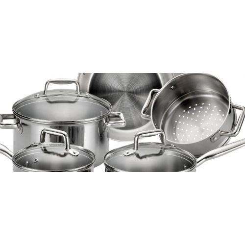 테팔 [아마존베스트]T-fal Stainless Steel Cookware, Multi-Clad, Dishwasher Safe and Oven Safe Cookware Set, Tri-Ply Bonded, 12-Piece, Silver, Model E469SC