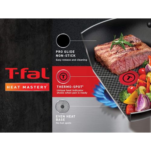 테팔 [아마존베스트]T-fal B0393064 B03930 Excite ProGlide Nonstick Thermo-Spot Heat Indicator Dishwasher Oven Safe Saucepan with Glass Lid Cookware, 3-Quart, Red