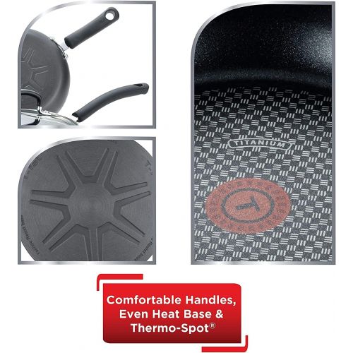  T-fal Ultimate Hard Anodized Titanium Nonstick 2 Piece Fry Pan Cookware Set, 8 and 10.25-Inch, Gray