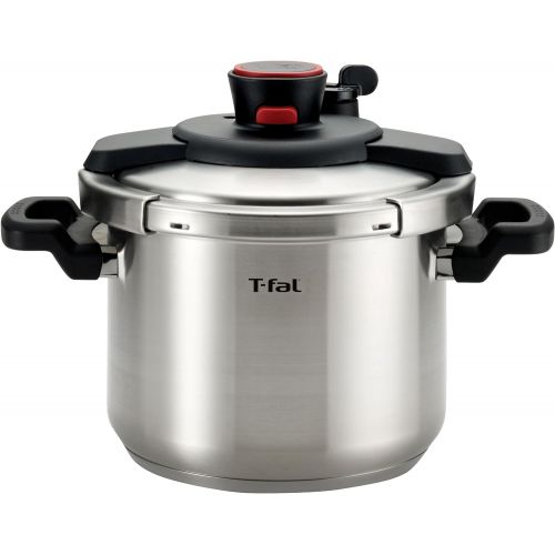  T-fal P4500736 Clipso Stainless Steel Dishwasher Safe PTFE PFOA and Cadmium Free 12-PSI Pressure Cooker Cookware, 6.3-Quart, Silver