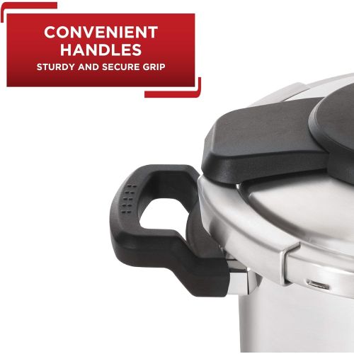  T-fal P45009 Clipso Stainless Steel Dishwasher Safe PTFE PFOA and Cadmium Free 12-PSI Pressure Cooker Cookware, 8-Quart, Silver - 7114000494