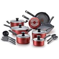 T-fal, Dishwasher Safe Cookware Set, 18 Piece, Red Initiatives Nonstick Inside