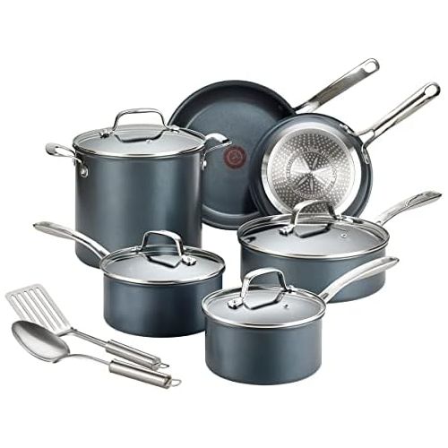  T-fal Unlimited Cookware Set with Durable, Platinum Nonstick Coating, 12 Piece, Gray