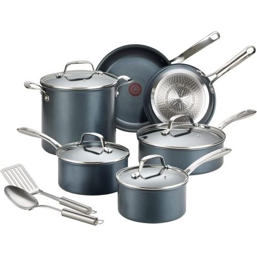  T-fal Unlimited Cookware Set with Durable, Platinum Nonstick Coating, 12 Piece, Gray