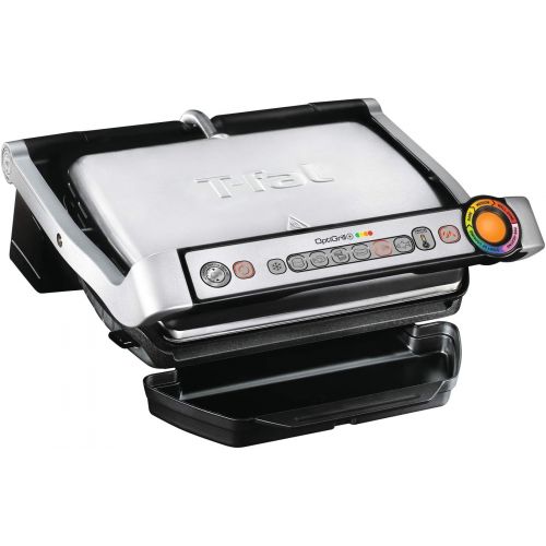  T-fal GC7 Opti-Grill Indoor Electric Grill, 4-Servings, Automatic Sensor Cooking, Silver