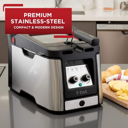  T-fal - FR600D51 T-fal Odorless Stainless Steel lean Deep Fryer with Filtration System, 3.5-Liter, Silver