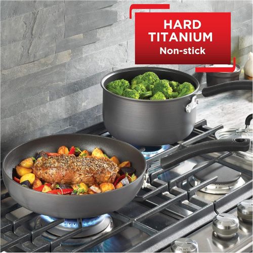  T-fal Ultimate Hard Anodized Nonstick 12 Piece Cookware Set, Dishwasher Safe Pots and Pans Set, Black