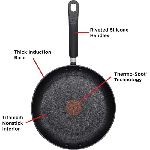  T-fal E93808 Professional Nonstick Fry Pan, Nonstick Cookware, 12.5 Inch Pan, Thermo-Spot Heat Indicator, Black: Kitchen & Dining