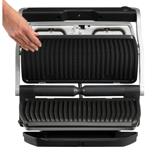  T-Fal GC7 Opti-Grill Indoor Electric Grill, 4-Servings, Automatic Sensor Cooking, Silver