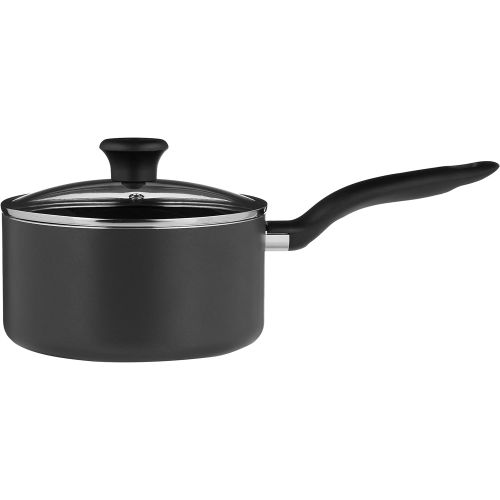  T-fal B16790 Initiatives Nonstick Inside and Out Sauce Pan with Glass Lid Cover Cookware, 3-Quart, Gray