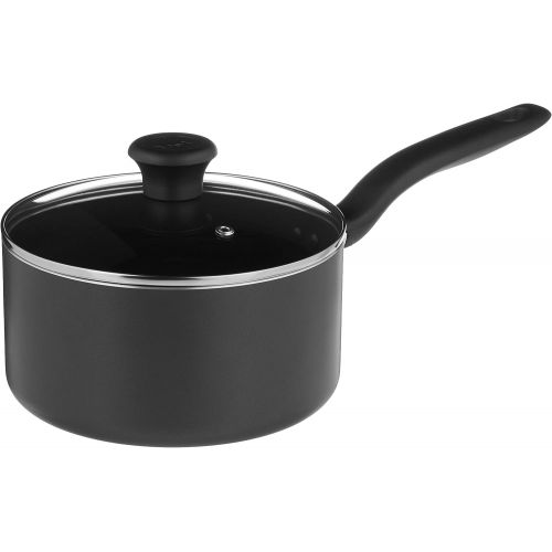  T-fal B16790 Initiatives Nonstick Inside and Out Sauce Pan with Glass Lid Cover Cookware, 3-Quart, Gray