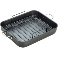 T-fal, Ultimate Hard Anodized, Nonstick 16 In. x 13 In. Roaster with Rack, Black, , 16 Inch x 13 Inch, Grey