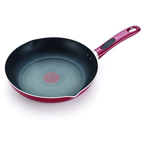  T-fal B03907 Excite ProGlide Nonstick Thermo-Spot Heat Indicator Dishwasher Oven Safe Fry Pan Cookware, 12-Inch, Red