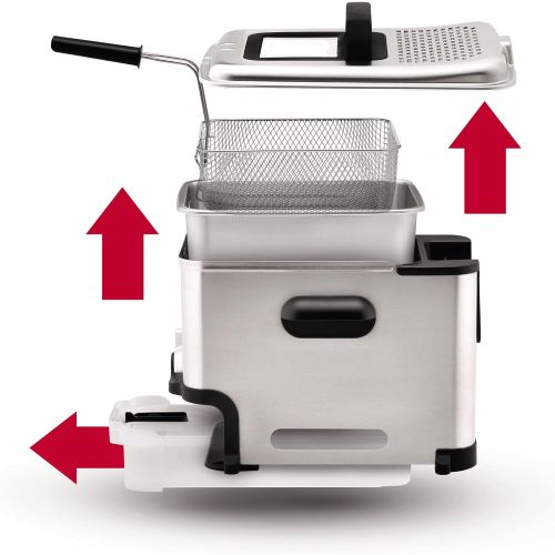  T-fal Deep Fryer with Basket, Stainless Steel, Easy to Clean Deep Fryer, Oil Filtration, 2.6-Pound, Silver, Model FR8000