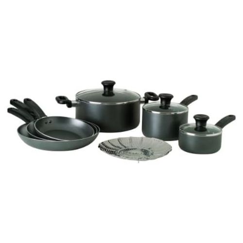  T-fal Banquet Non-Stick 10 Piece Cookware Set, Grey