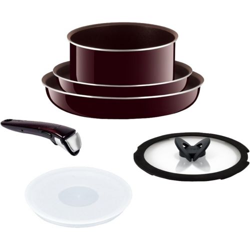  T-fal Frying pan 6-Point Set Detachable Handle Ingenio Neo Mahogany Premier Set with a lid 6 Gas fire Heater Dedicated L63190