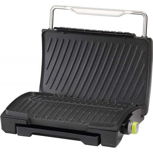  T-fal GC4208 4-Burger Curved Grill with Non-Stick Plates, Silver