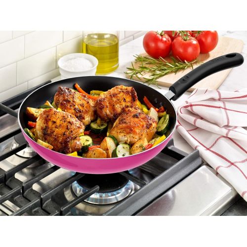  T-fal C72905 Excite Nonstick Thermo-Spot Dishwasher Safe Oven Safe PFOA Free Cookware, 10.25-Inch, Pink