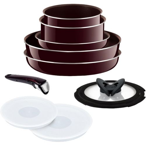  T-FAL frying pan 10-point set detachable handle Ingenio Neo mahogany Premier set with a lid 9 gas fire heater dedicated L63192
