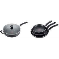 T-fal B36290 Specialty Nonstick 5 Qt. Jumbo Cooker Saute Pan with Glass Lid, Black AND T-fal B363S3 Specialty Nonstick 3 PC Fry Pan Cookware Set, 3-Pack, Black