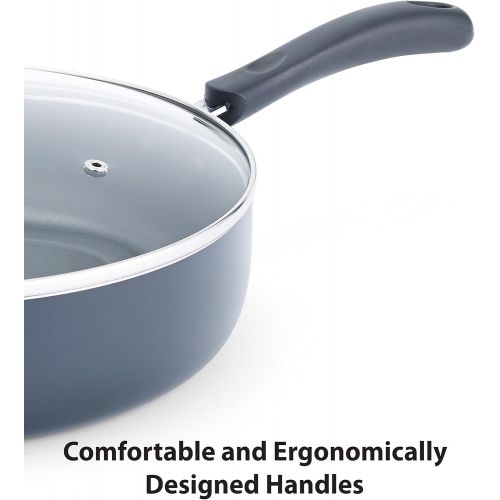  T-fal B36290 Specialty Nonstick 5 Quart Jumbo Cooker Saute Pan with Glass Lid, Black