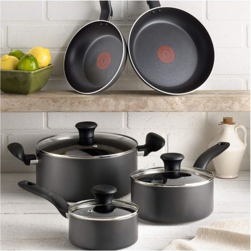  T-fal FBA_A821SI64 Initiatives Nonstick Inside and Out, 18-Piece, Black