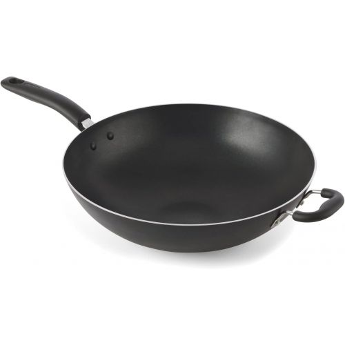  T-fal A80789 Specialty Nonstick Dishwasher Safe Oven Safe PFOA-Free Jumbo Wok Cookware, 14-Inch, Black