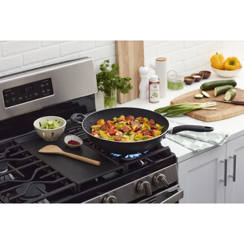  T-fal A80789 Specialty Nonstick Dishwasher Safe Oven Safe PFOA-Free Jumbo Wok Cookware, 14-Inch, Black