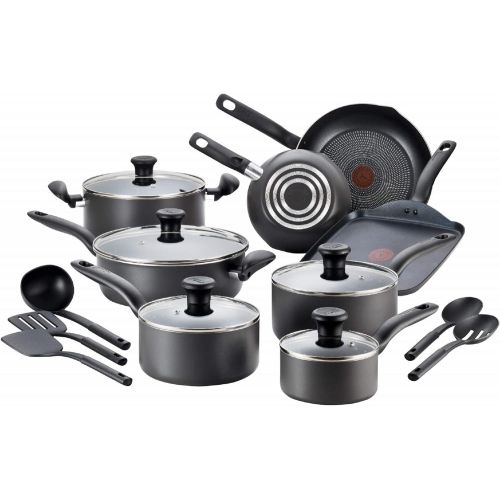  T-fal FBA_A821SI64 Initiatives Nonstick Inside and Out, 18-Piece, Black