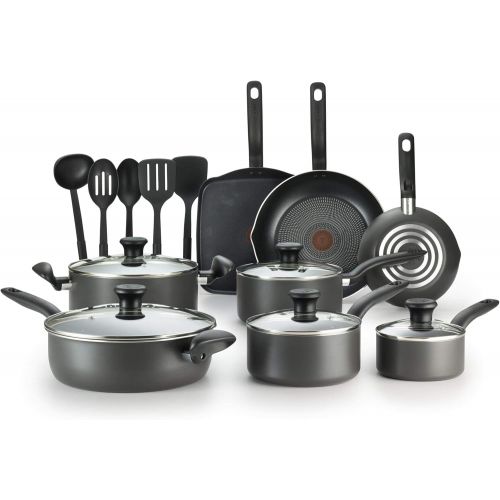  T-fal FBA_A821SI64 Initiatives Nonstick Inside and Out, 18-Piece, Black