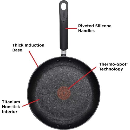  T-fal E93808 Professional Nonstick Fry Pan, Nonstick Cookware, 12.5 Inch Pan, Thermo-Spot Heat Indicator, Black