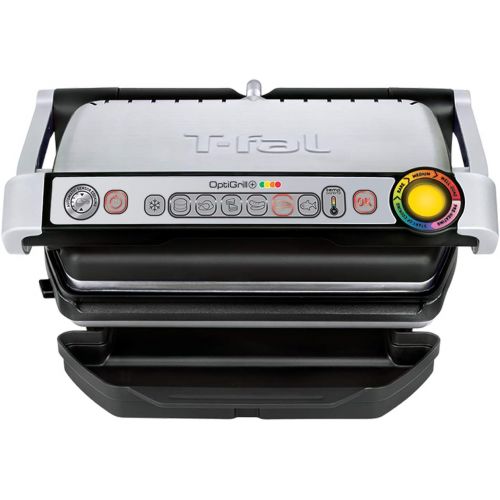  T-fal GC7 Opti-Grill Indoor Electric Grill, 4-Servings, Automatic Sensor Cooking, Silver